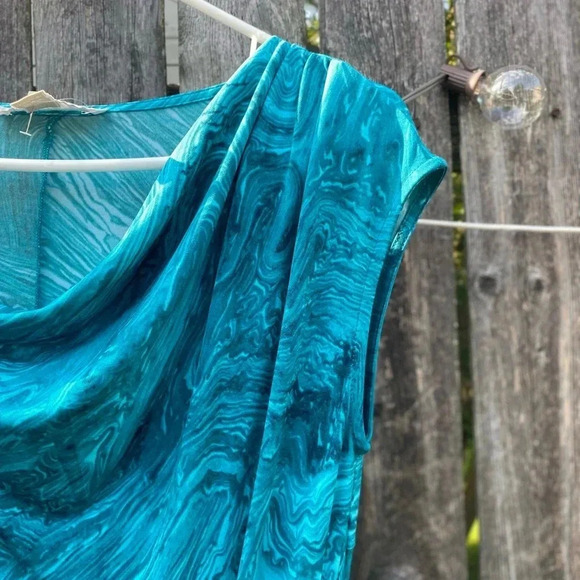 MICHAEL Michael Kors Emerald Waves Prints Draped Dress Sz S - New - Picture 8 of 10